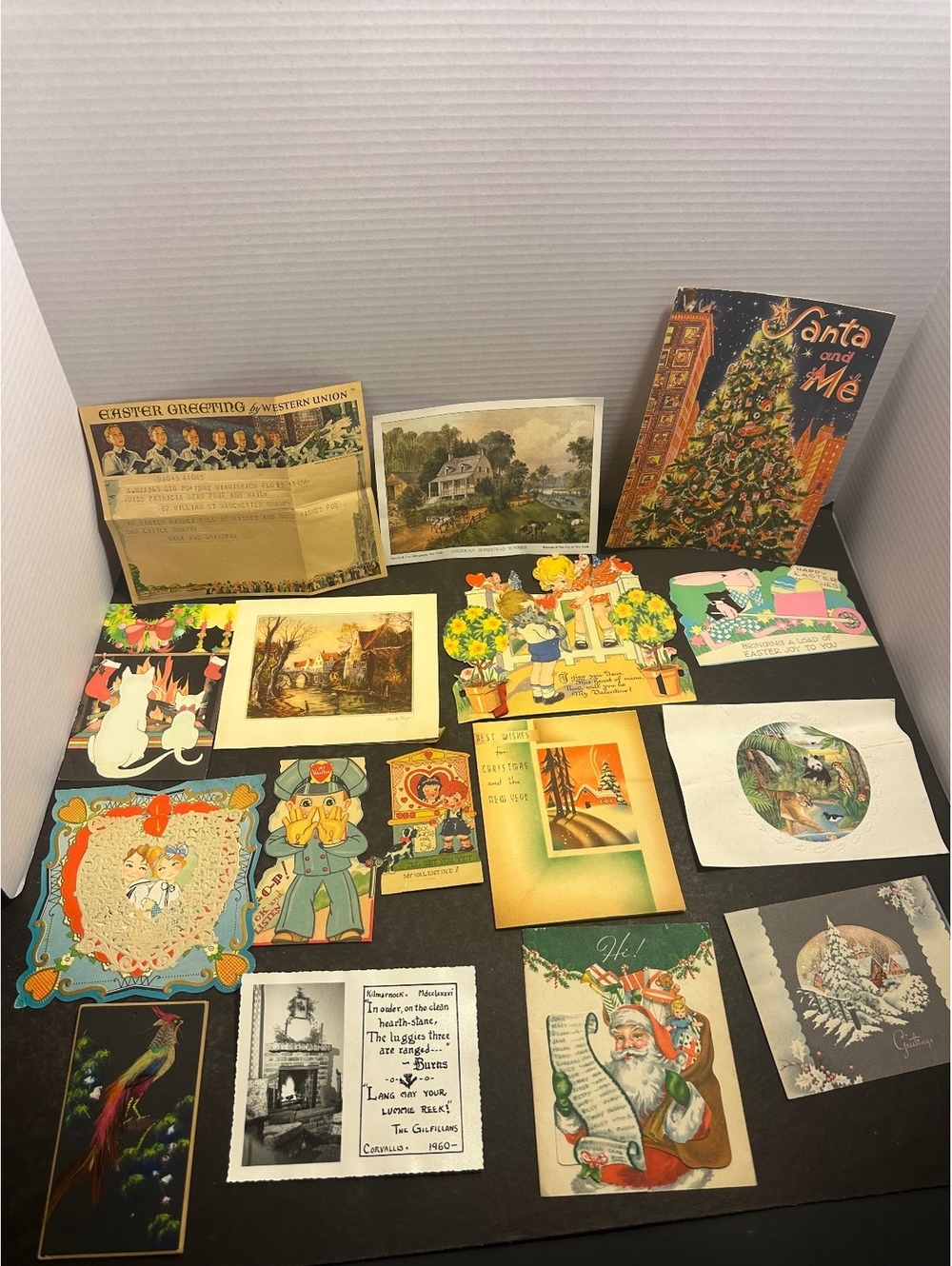 Vintage greeting cards ephemera lot of 16 Valentine Christmas Easter 1950s